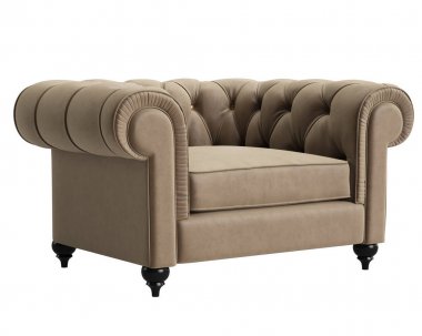 Beyaz arka plan üzerinde izole klasik sorguçlu koltuk. Dijital Illustration.3d işleme