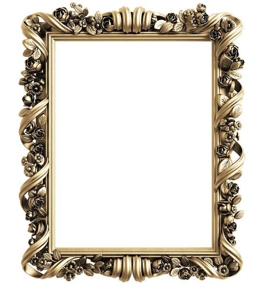 Cornice Classica Specchio Sfondo Bianco Illustrazione Digitale Rendering — Foto Stock