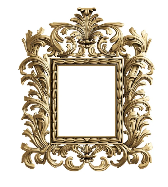 Klassieke Spiegel Frame Witte Achtergrond Digitale Illustratie Rendering — Stockfoto