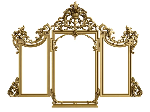 Klassieke Spiegel Frame Witte Achtergrond Digitale Illustratie Rendering — Stockfoto