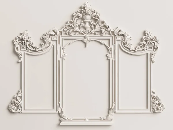 Klassischer Spiegelrahmen Der Weißen Wand Digitale Illustration Rendering — Stockfoto