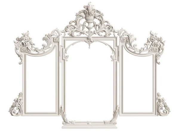 Beyaz Arka Plan Üzerinde Izole Klasik Ayna Çerçevesi Dijital Illustration — Stok fotoğraf