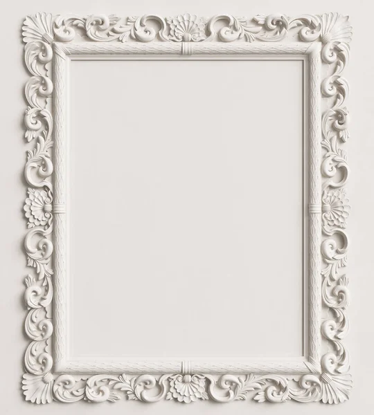 Klasický Zrcadlový Rám Bílé Zdi Digitální Illustration Vykreslování — Stock fotografie
