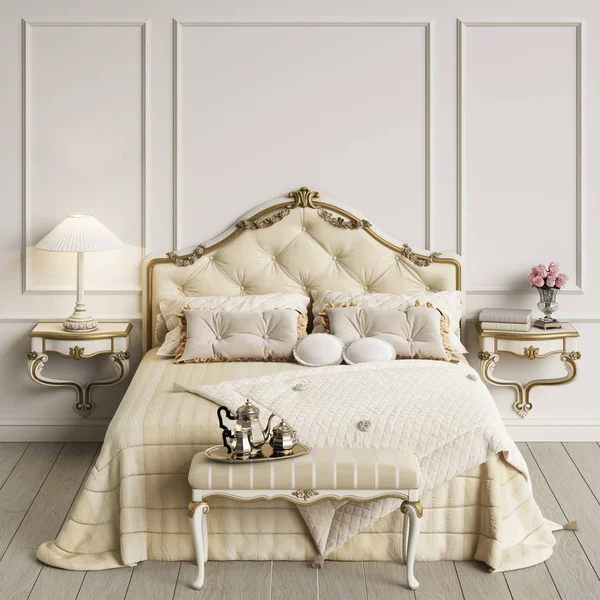 Klasik Yatak Odası Render — Stok fotoğraf