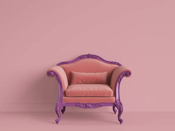 Κλασικό Barroque Πολυθρονα Μωβ Πορτοκαλί Χρώμα Στο Ροζ Δωμάτιο Χώρο — Φωτογραφία Αρχείου