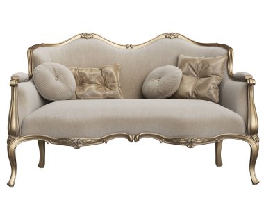 Classic baroque sofa isolated on white background.Digital illustration.3d rendering clipart