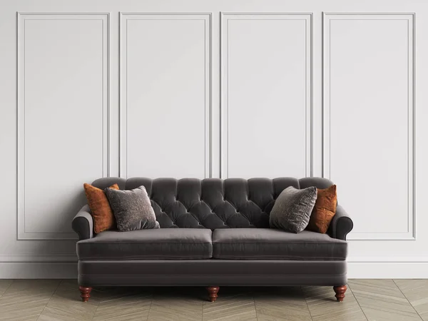 Klassieke Getufte Sofa Klassieke Interieur Met Kopie Ruimte Witte Muren — Stockfoto