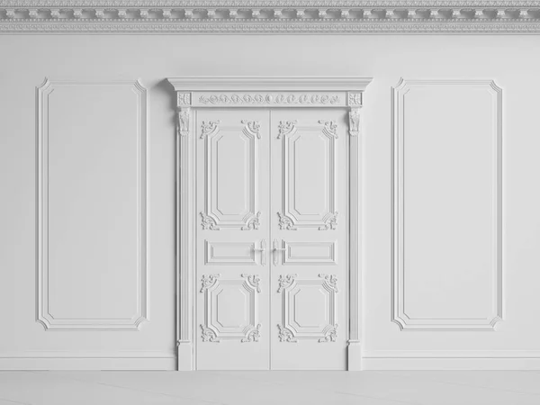 Klassische Innenwand Mit Gesims Und Formteilen Türen Mit Decor Digital — Stockfoto