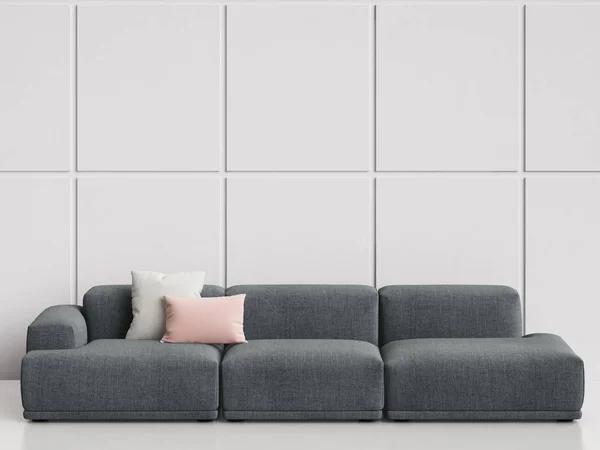 Modern scandinavian design sofa in white empty interior.Copy space,mockup interior.Digital illustration.3d rendering