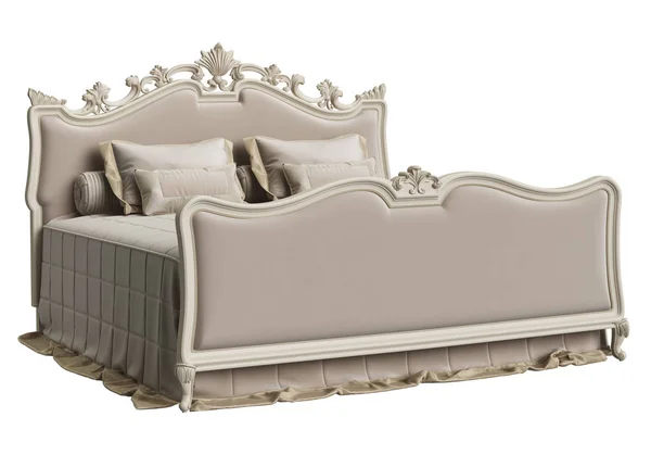 Классическая Кровать Изолированная Белом Фоне — стоковое фото
