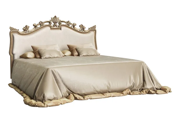 Classic Bed Isolated White Background Digital Illustration Rendering — Stock Photo, Image