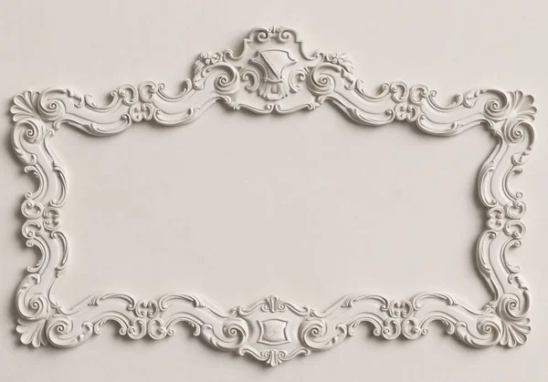 Klasyczny Lustro Białe Ramki Białej Ścianie Cyfrowy Illustration Renderowania — Zdjęcie stockowe