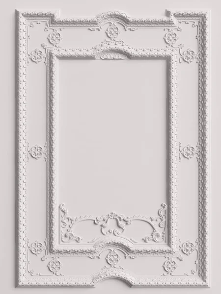 Moldura Branca Espelho Clássico Parede Branca Digital Ilustration Renderização — Fotografia de Stock