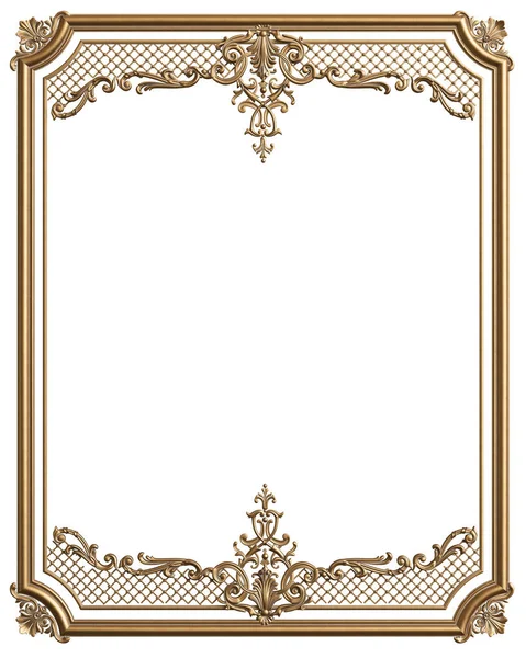 Classic moulding golden frame with ornament decor for classic in — Stock Photo, Image