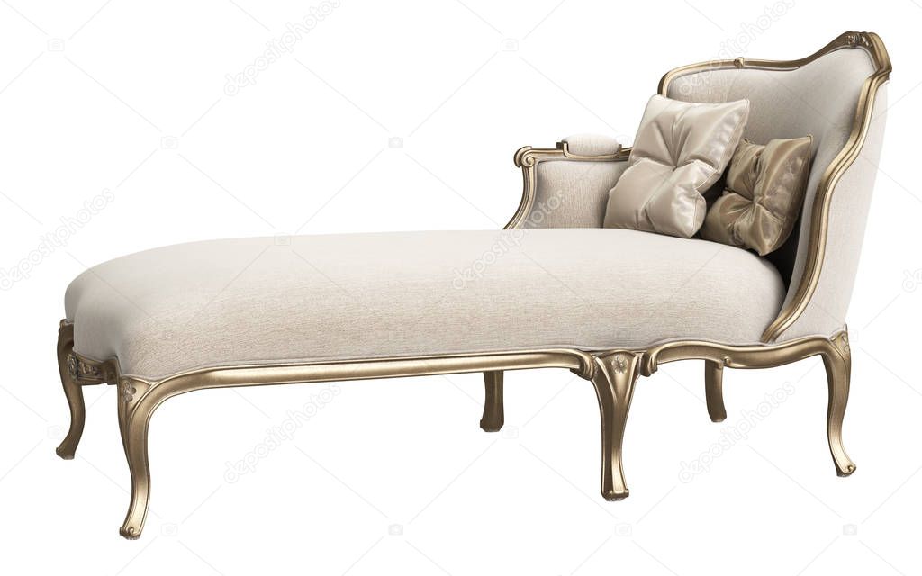 Classic chaise longue isolated on white background