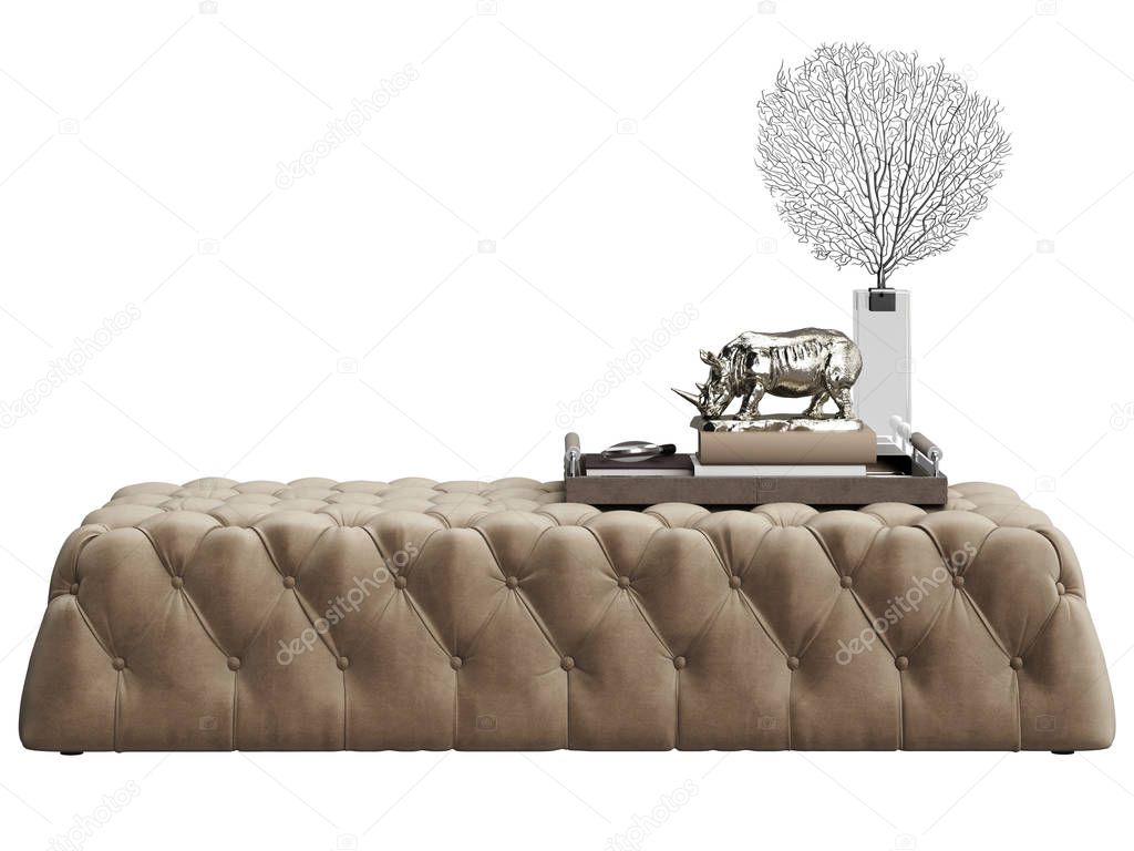 Otomana clásica con decoración aislada sobre fondo blanco 2022