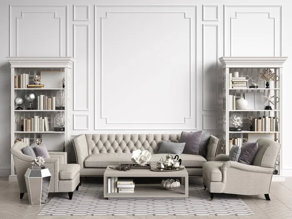 Kopya alanı 3d render ile klasik iç odası