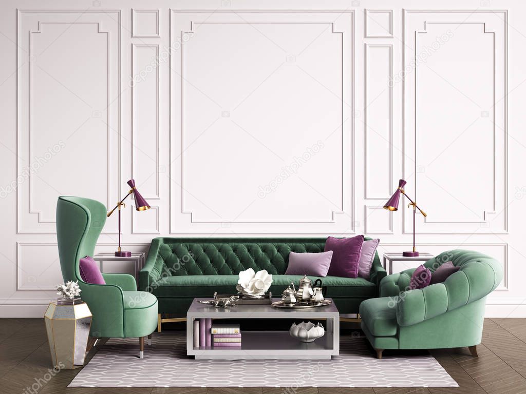 Classic interior room with copy space.3d rendering