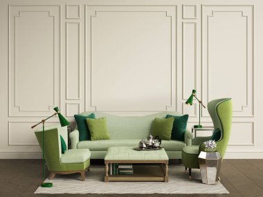 Kopya space.3d render ile klasik iç odası