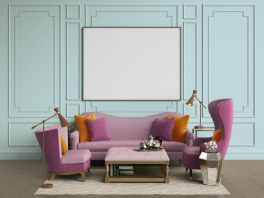 Kopya space.3d render ile klasik iç odası