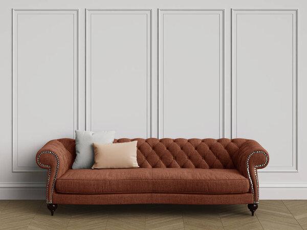 Classic sofa in classic interior with copy space.3d rendering
