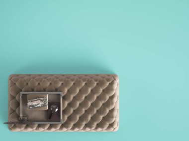 Klasik sorguçlu sehpa Osmanlı dekor üzerinde pastel mavi co ile