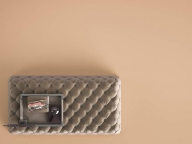 Klasik sorguçlu sehpa Osmanlı dekorlu üzerinde pastel ocre ba