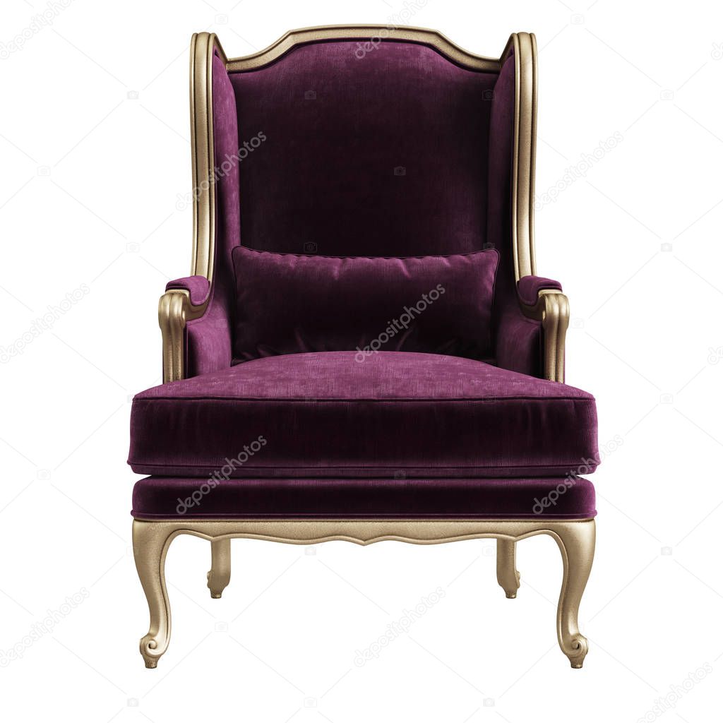 Classic armchair isolated on white background.Digital illustrati