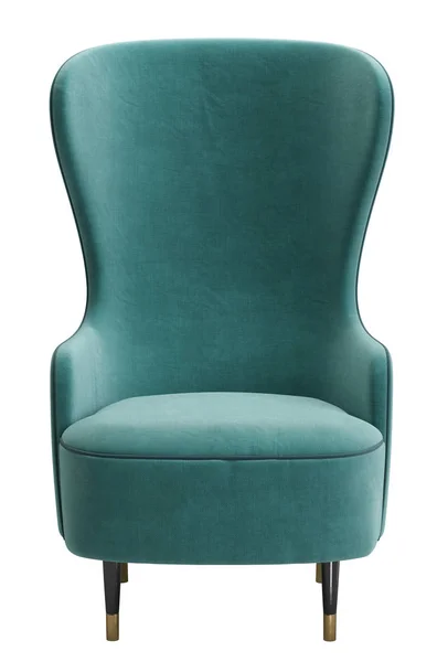 Cadeira de asa azul ciano clássico isolado em fundo branco.Digita — Fotografia de Stock