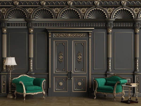 Chaises classiques dans un intérieur de luxe avec espace de copie — Photo