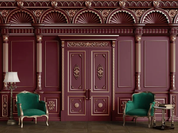 Classic chairs in luxury interior with copy space — 스톡 사진