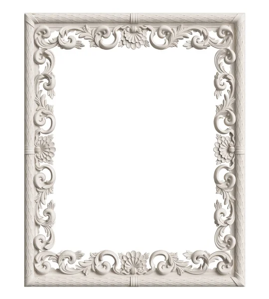 Klassiek Wit Frame Met Ornament Decor Geïsoleerd Witte Achtergrond Digitale — Stockfoto