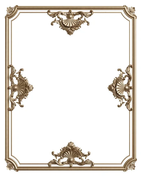 Classic Golden Frame Ornament Decor Isolated White Background Digital Illustration — Stock Photo, Image