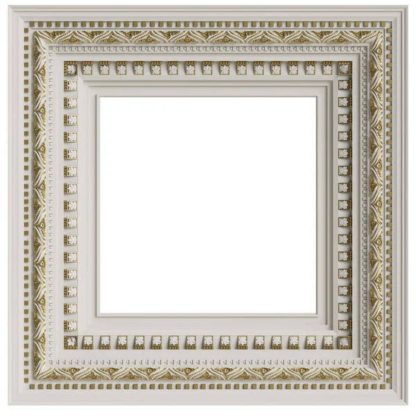 Klasyczny Sufit Caisson White Dekoracji Tynk Złotą Ozdobą Digital Ilustracji — Zdjęcie stockowe