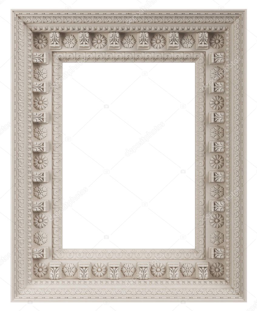 Classic ceiling caisson.Carving decoration with ornament.Digital illustration.3d rendering