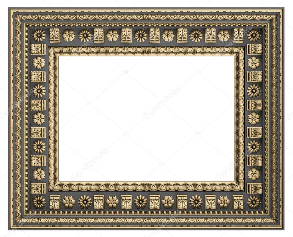 Classic ceiling caisson.Carving decoration with ornament.Digital illustration.3d rendering