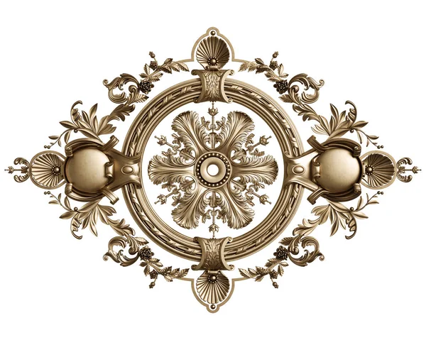Klassieke Gouden Ronde Frame Met Ornament Decor Geïsoleerd Witte Achtergrond — Stockfoto