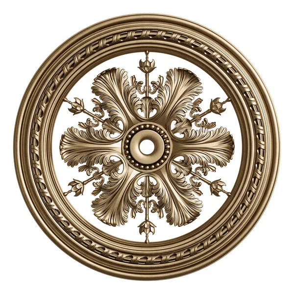 Klasyczna Złota Okrągła Ramka Ozdobnym Wystrojem Białym Tle Cyfrowa Ilustracja — Zdjęcie stockowe