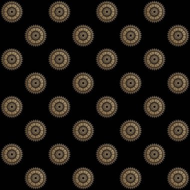 Siyah arka planda klasik altın sarısı süs deseni. Dijital çizim. 3d oluşturma