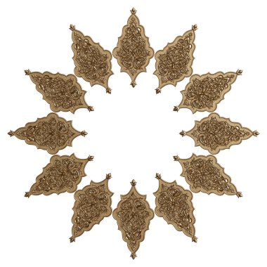 Süslü, beyaz arka planda izole edilmiş klasik altın çerçeve. Dijital çizim. 3d oluşturma