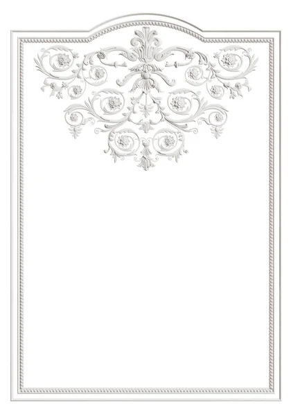 Classic White Frame Ornament Decor Isolated White Background Digital Illustration — Stock Photo, Image