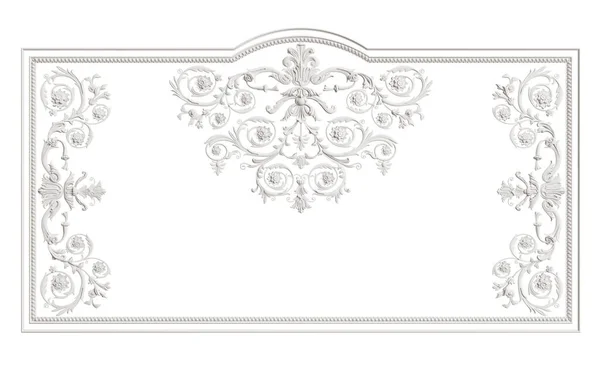 Classic White Frame Ornament Decor Isolated White Background Digital Illustration — Stock Photo, Image