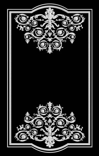 Classic White Frame Ornament Decor Isolated Black Background Digital Illustration — Stock Photo, Image