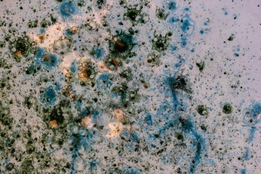 Beyaz yüzeye püskürtülmüş rengarenk boyalar.