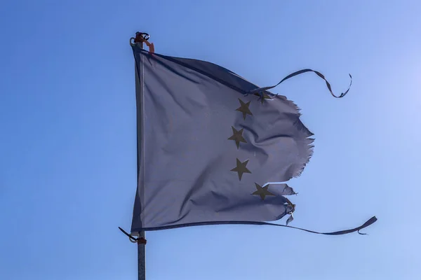 Bandera Unión Europea Rota Concepto Ruptura —  Fotos de Stock