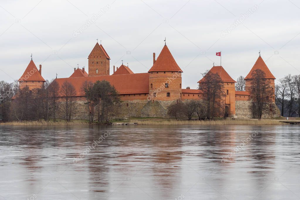 Trakai Island Castle at cold season.