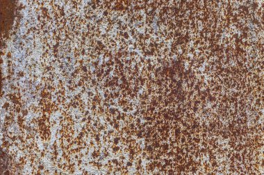 Paslı metal plaka. Çizik ve çatlaklarla Grunge metalik desen arka planı.