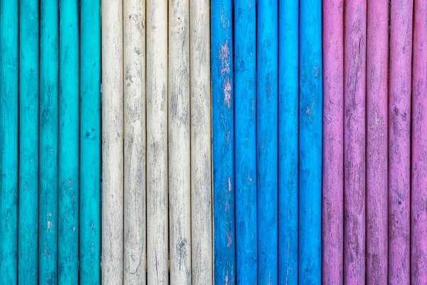 Colorful Wooden Boards Painted Cyan White Blue Purple Colors Multicolored — Stock Photo, Image