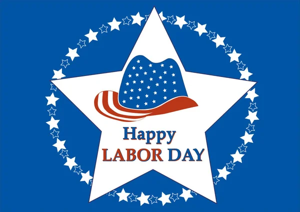 National American Hat Happy Labor Day Engelsk Vektorillustrasjon – stockvektor