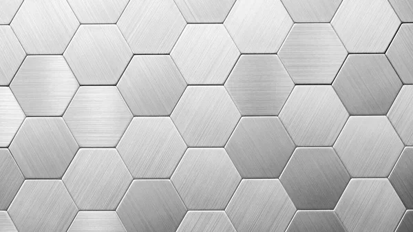 Fondo abstracto de metal plateado. Hexagones geométricos . — Foto de Stock